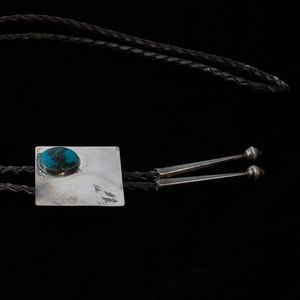 Vintage Bolo Tie of Arizona turquoise set in Sterling Silver